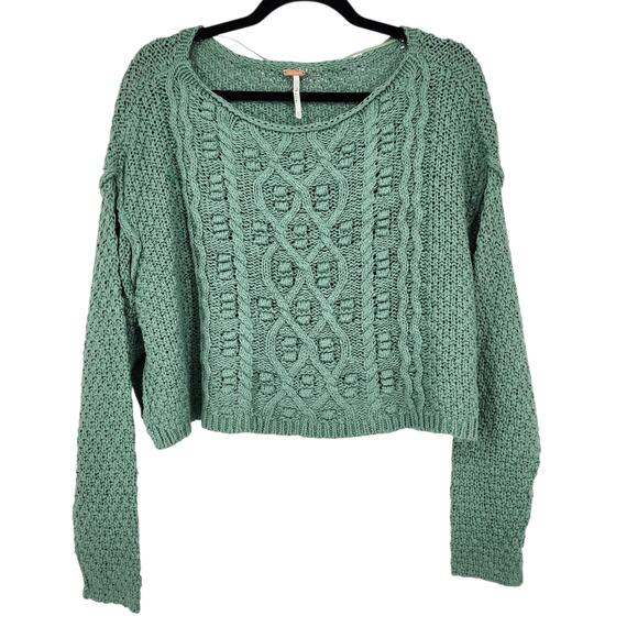 Free People Changing Tides Pullover Cable Knit Cropped Sweater Size XS - Picture 1 of 5